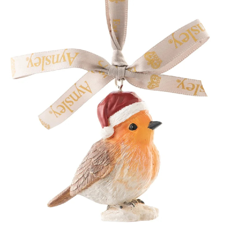 Christmas Wreath Making Aynsley Robin Wearing Santa Hat Hanging Ornament