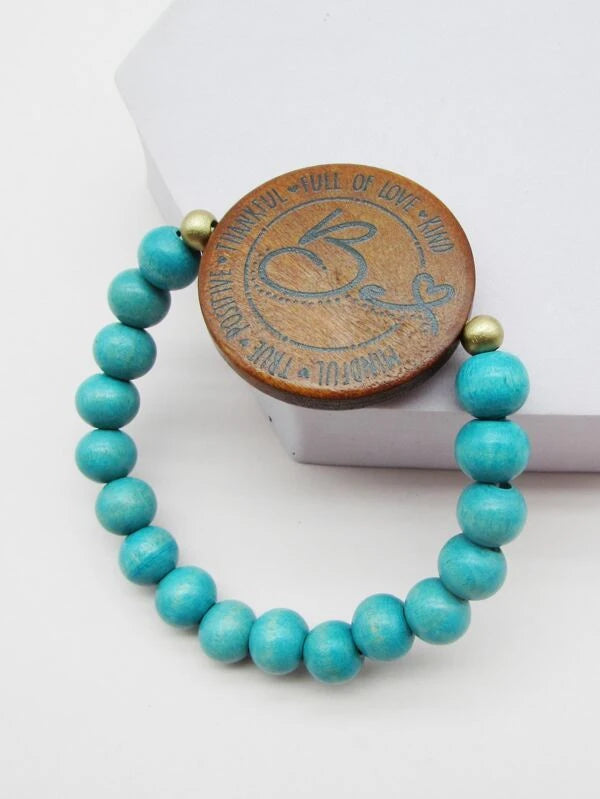 Christmas Family Fun "Be <3" Turquoise Inspirational Stretch Bracelet