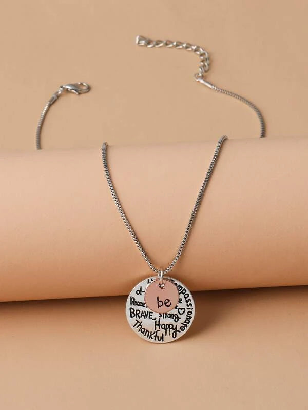 Christmas Fireplace Socks "Be" Silver Inspirational Necklace