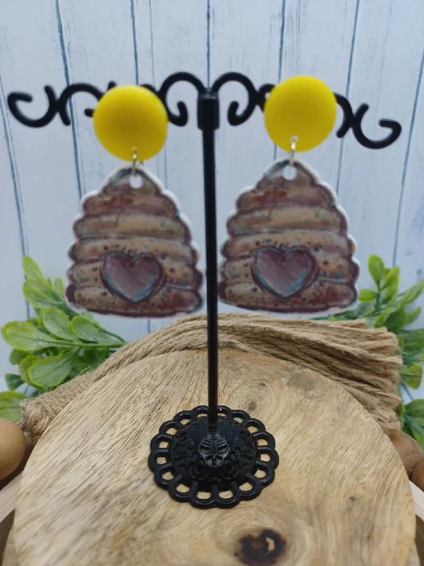 Christmas Snow Globe Beehive Acrylic Earrings