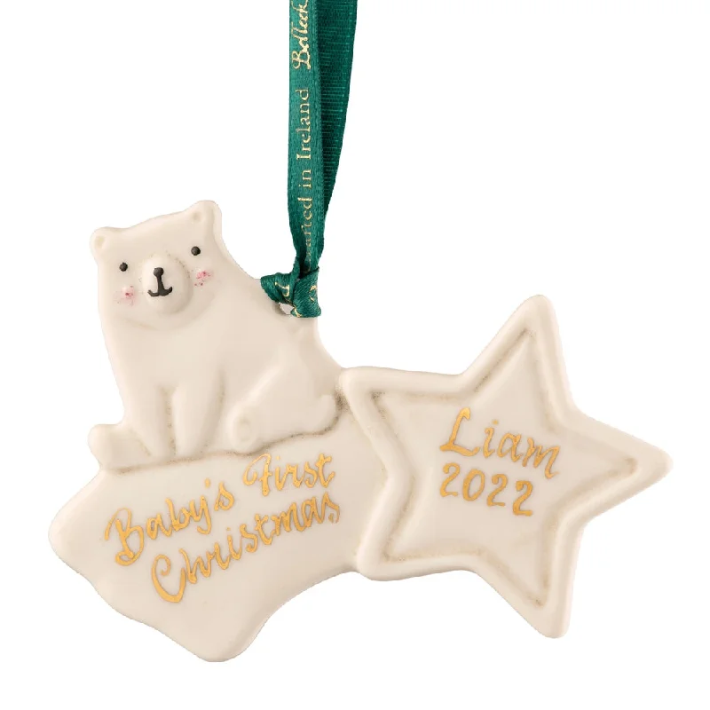 Christmas Stocking Fillers Belleek Classic Baby's First Christmas Bear Ornament