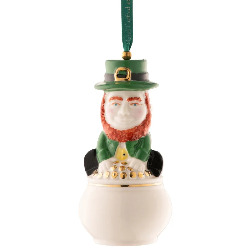 Christmas Red Stockings Belleek Classic Leprechaun Pot of Gold Annual Ornament 2023