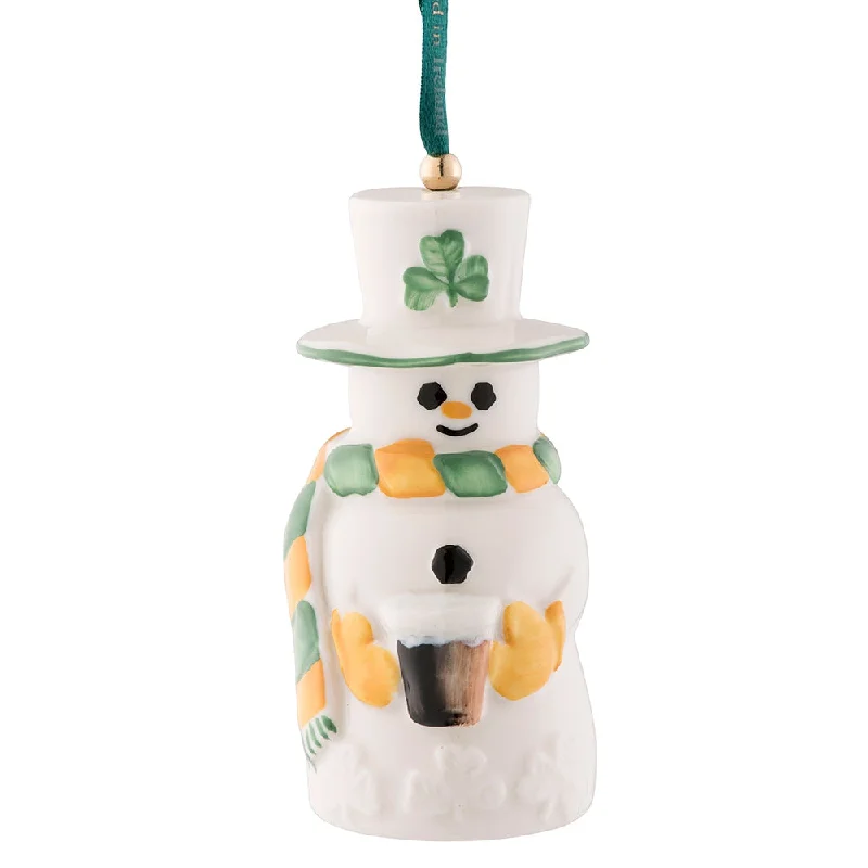 Christmas Joy Belleek Classic Paddy Snowman Bell Ornament