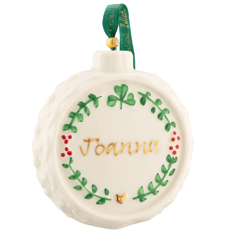 Christmas Winter Wonderland Belleek Classic Personalised Christmas Wreath Ornament