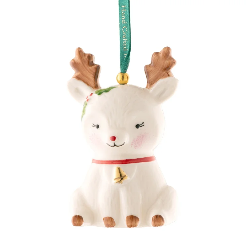 Christmas Sleigh Ride Belleek Classic Reindeer Ornament
