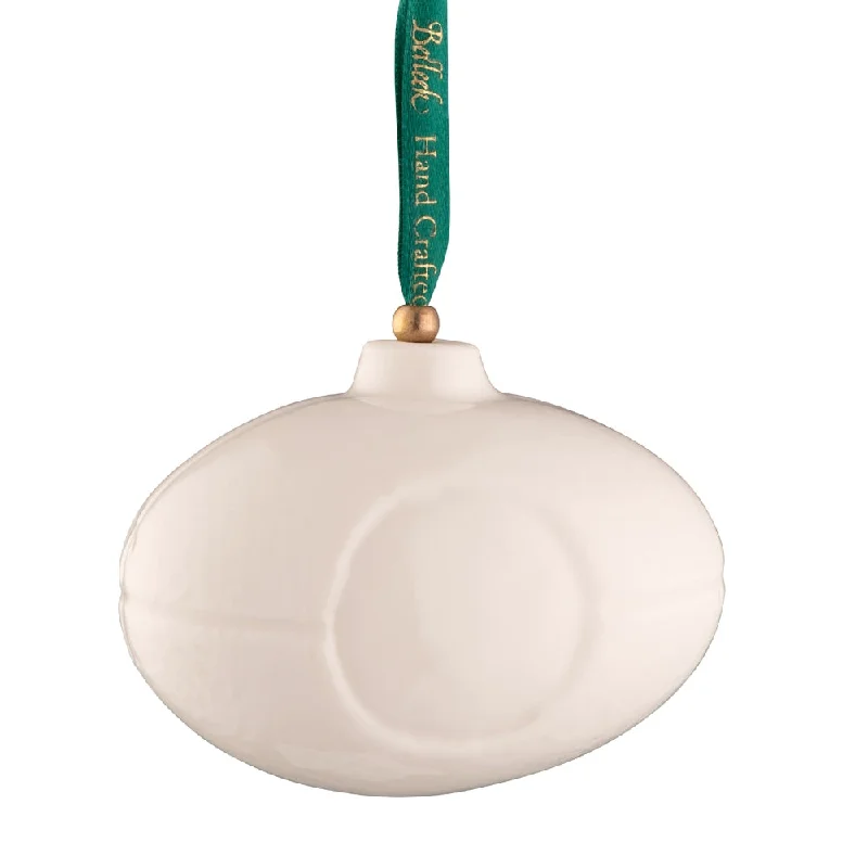 Christmas Wrapped Surprises Belleek Classic Rugby / American Football Hanging Ornament