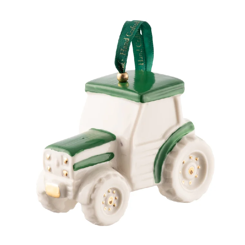Christmas Eve Belleek Classic Tractor Ornament - Green