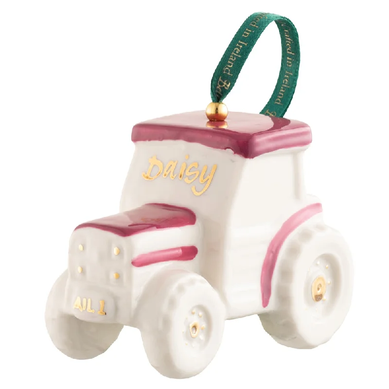 Christmas Handmade Decorations Belleek Classic Tractor Ornament -  Pink