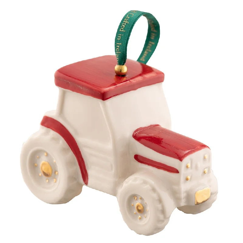 Christmas Cinnamon Scent Belleek Classic Tractor Ornament - Red