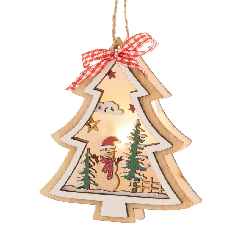 Christmas Peppermint Treats Belleek Living Christmas Tree LED Wooden Ornament