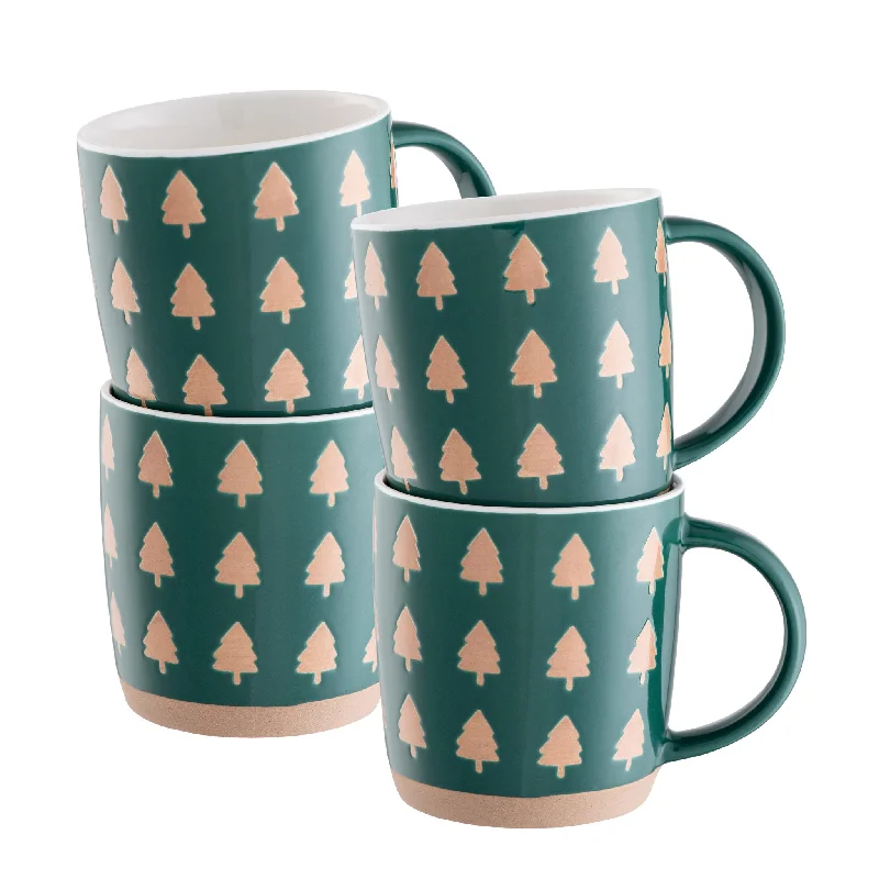 Christmas Cozy Nights Belleek Living Christmas Tree Mugs Set of 4
