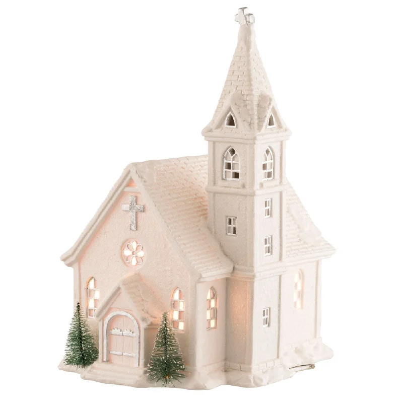 Christmas Frosty Weather Belleek Living Church Lamp