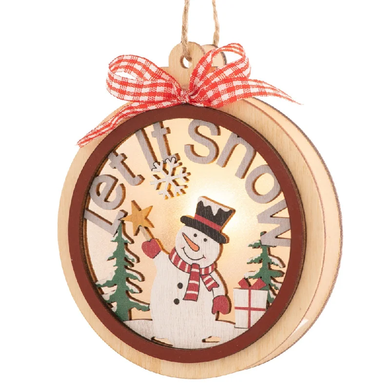 Christmas Midnight Mass Belleek Living Let it Snow LED Wooden Ornament