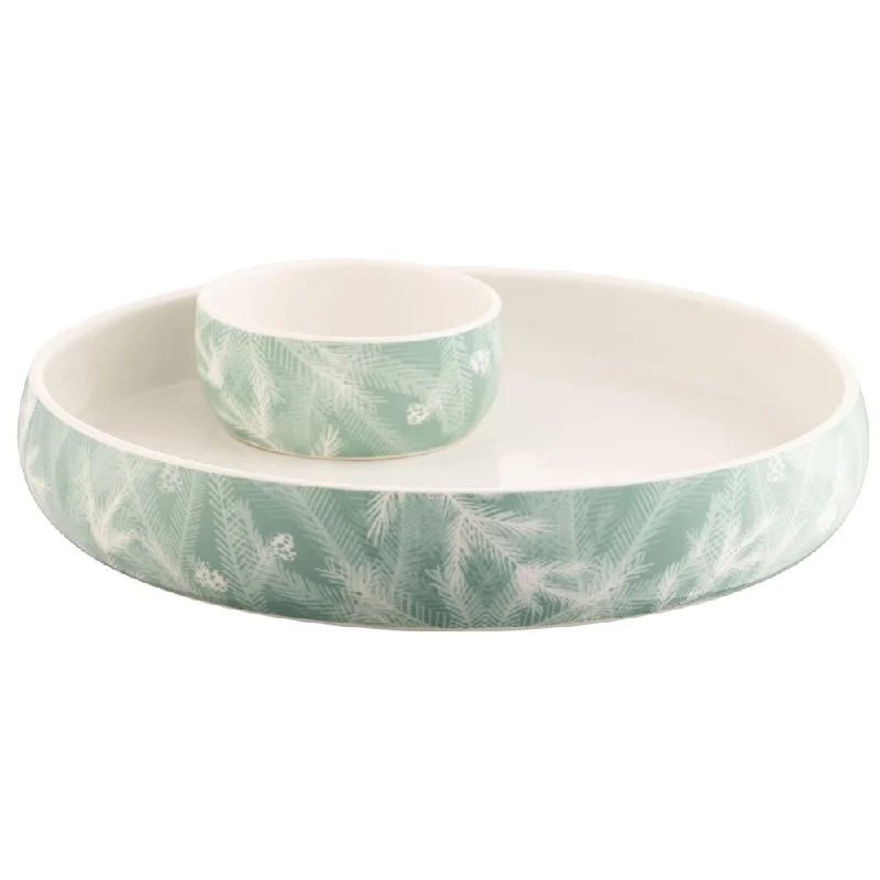 Christmas Magical Moments Belleek Living Winter Spruce Chip & Dip Set