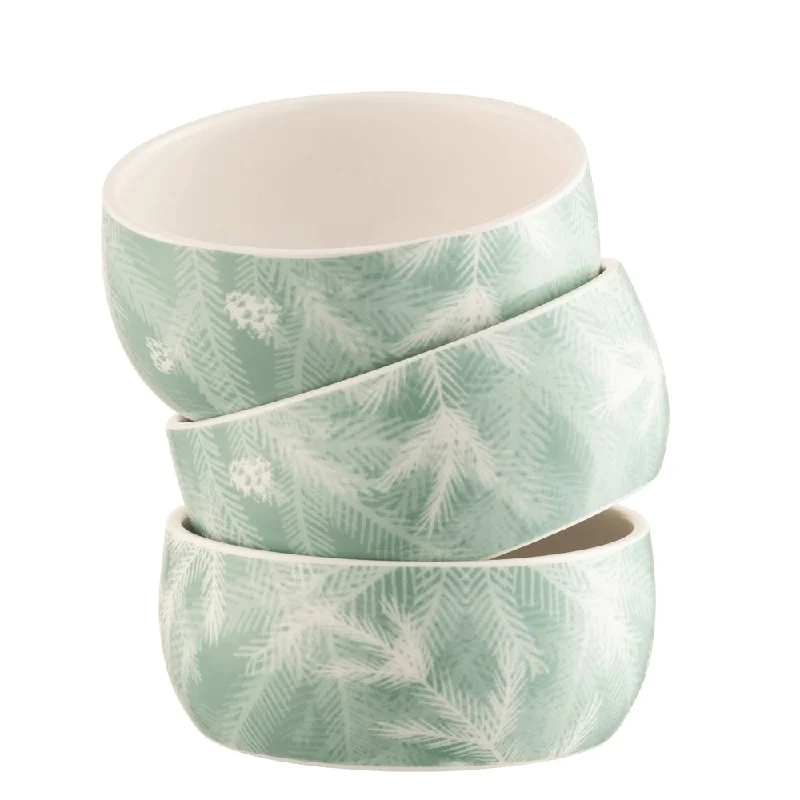 Christmas Holiday Excitement Belleek Living Winter Spruce Snack Bowl Set