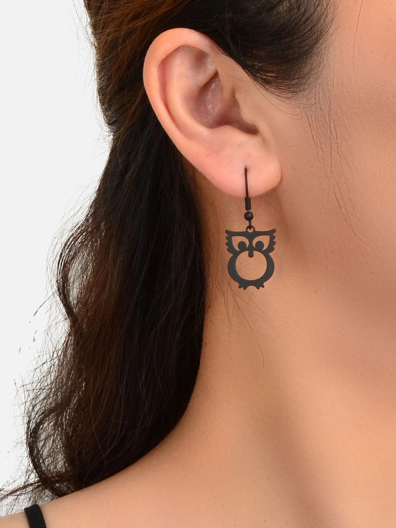 Christmas Winter Nights Black Owl Earrings