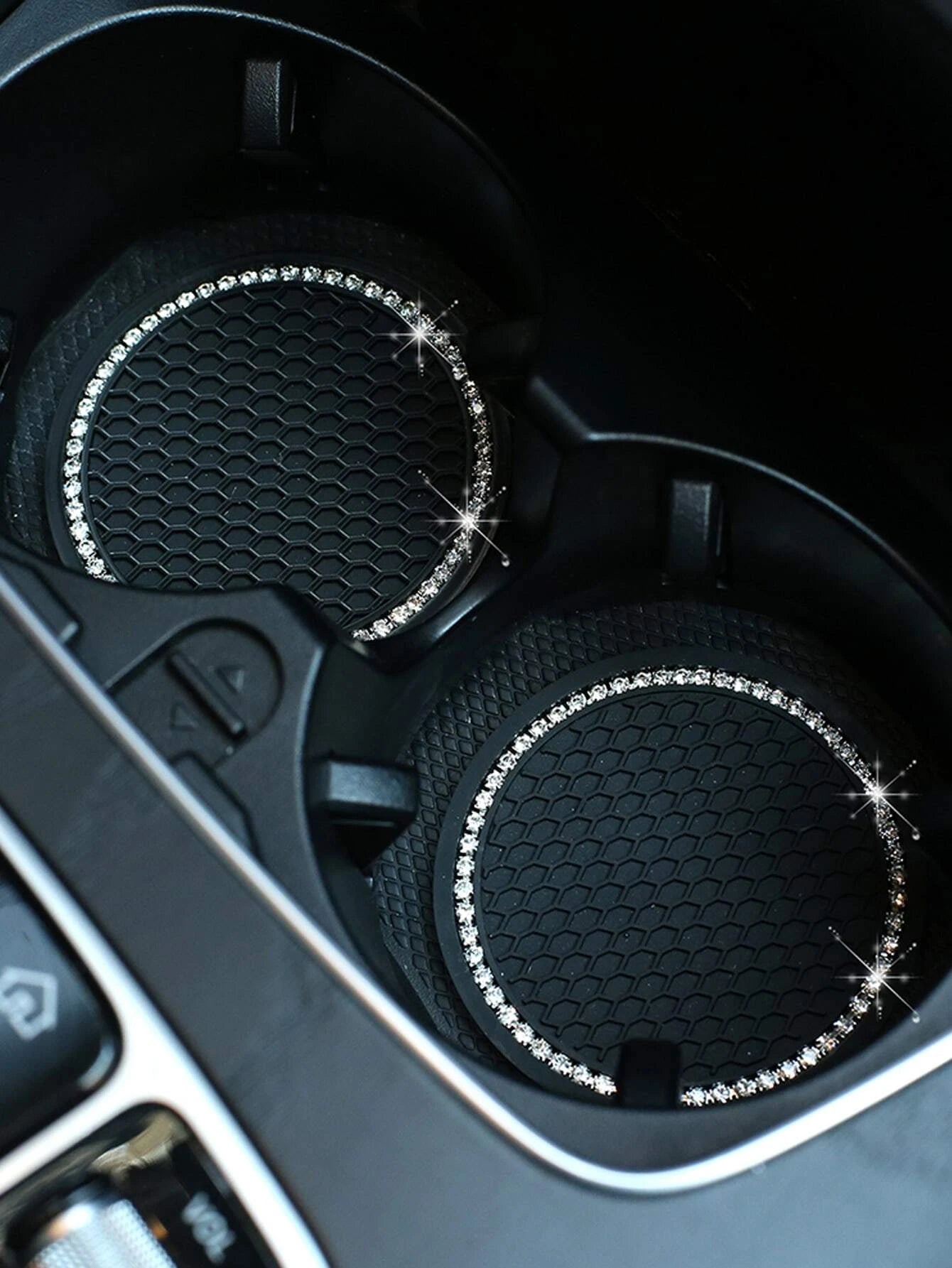 Black w/ Silver Glitter Car Coaster Set