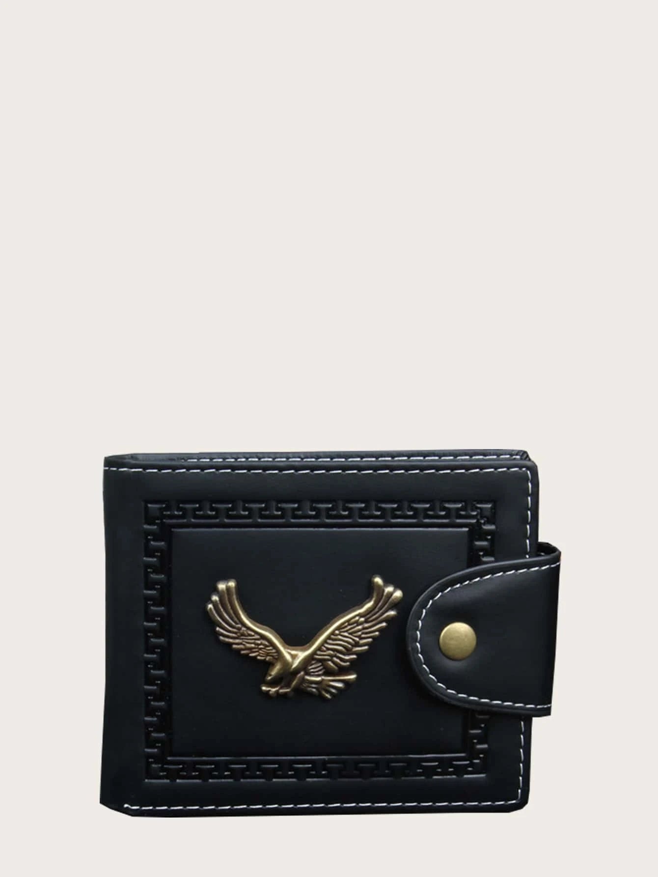 Christmas Gift Wrapping Black Wallet w/ Eagle Detail
