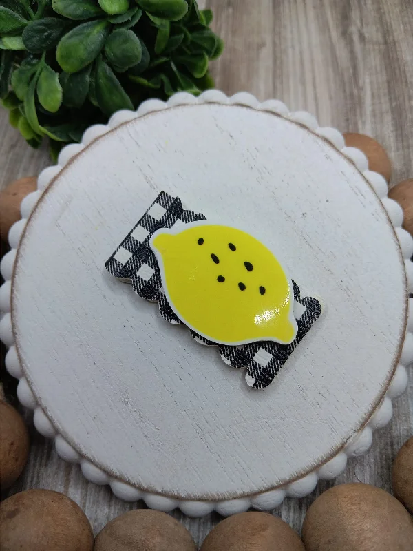 Black & White Plaid w/ Lemon Magnetic Bookmark