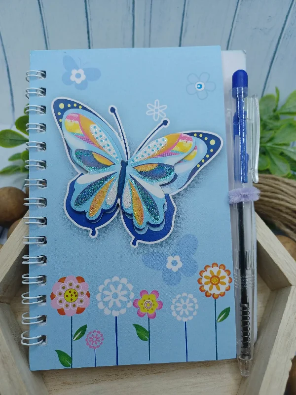 Christmas Songs Blue Butterfly Notebook w/ Ink Pen