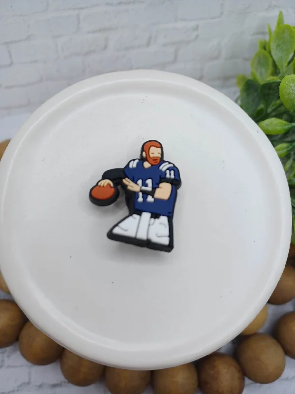 Christmas Table Setup Blue Football Player Shoe Charm Accessory