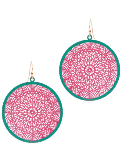 Blue & Pink Circle Earrings