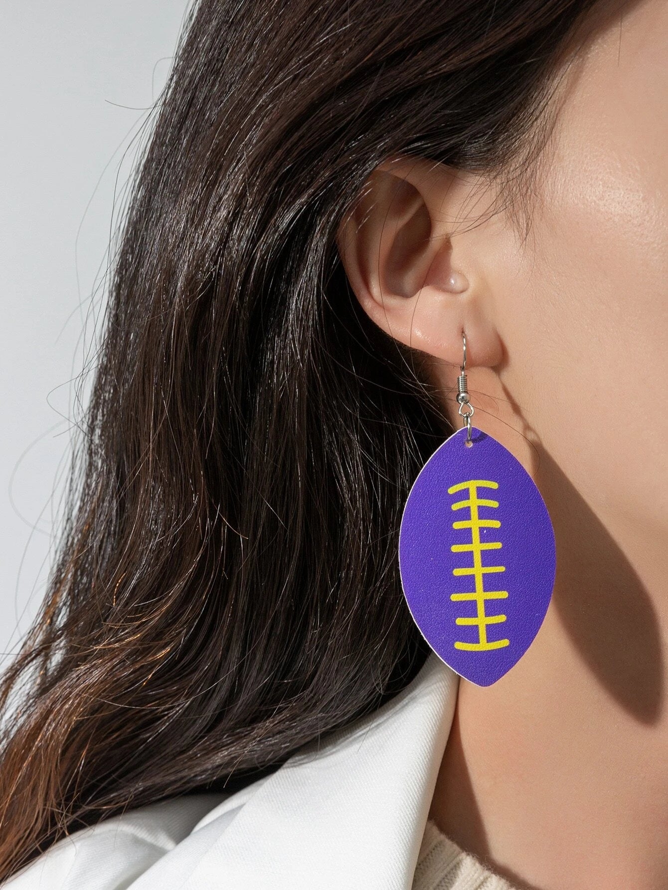 Christmas Magical Moments Blue & Yellow Reversible Football Earrings
