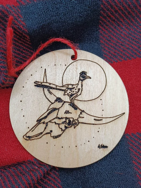 Christmas Stocking Stuffers Bull Skull Wooden Ornament