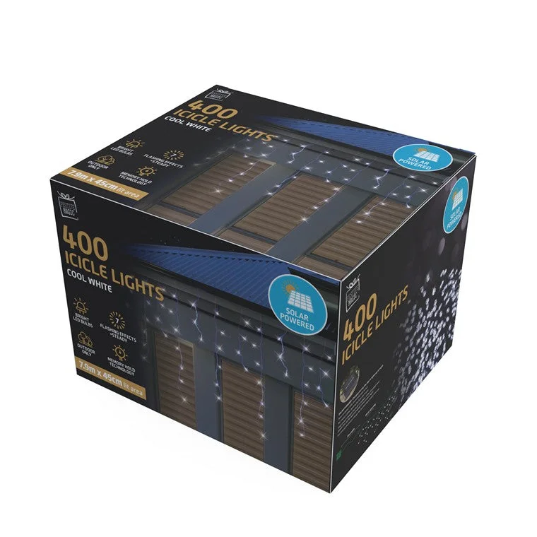 Christmas Day Solar Icicle Lights, 400 LED