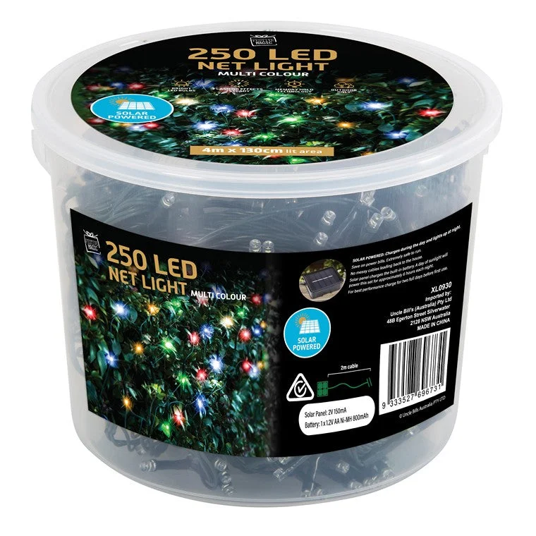 Holiday Lights Solar Net Light, Multi Colour, 250 LED