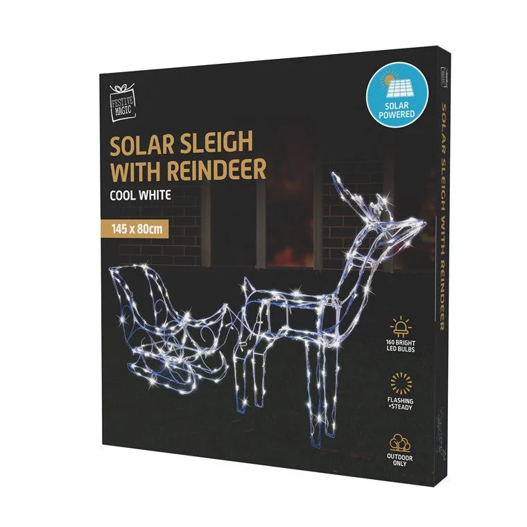 Christmas Shopping Solar LED Sleigh w/ Reindeer