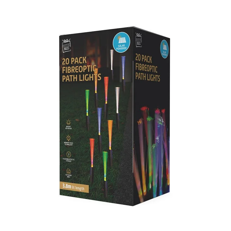 Christmas Gifts Solar Fibreoptic Path Lights, 20pc