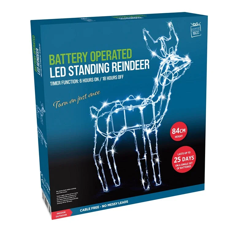 Christmas Sparkling Lights LED Standing Reindeer, 2 Asstd, 84cm