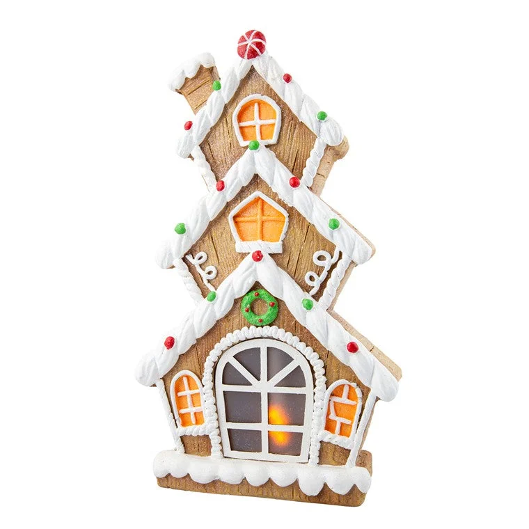 Christmas Home Decor Iced Gingerbread House LED, Asstd