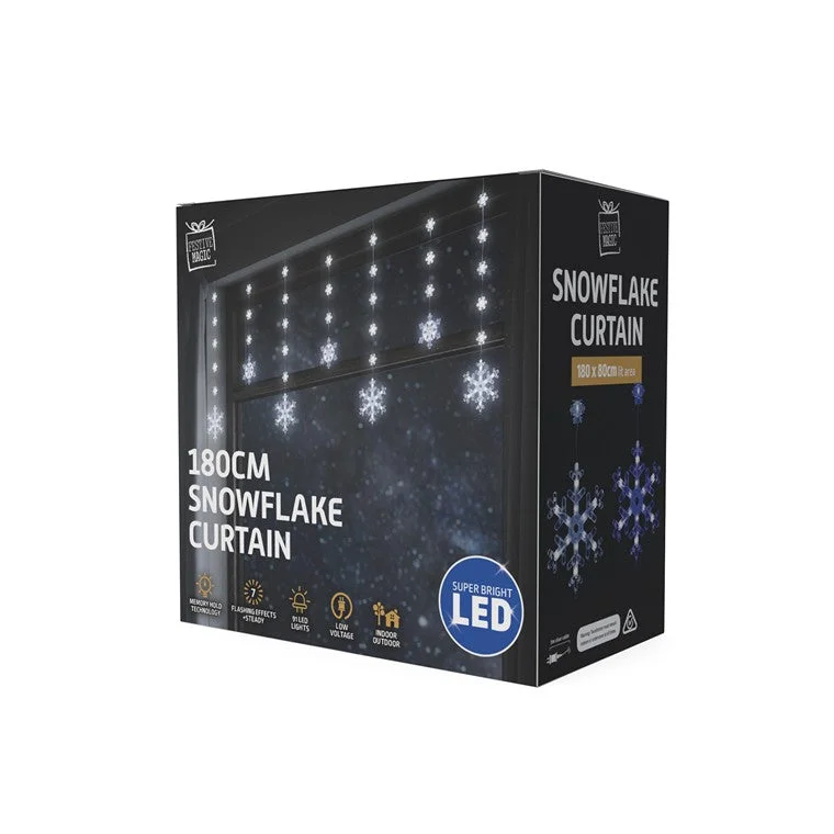 Christmas Jingle Bells LED Snowflake Curtain, Asstd