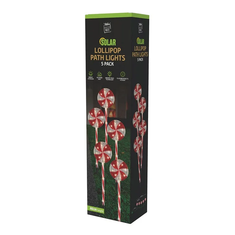 Santa Claus Solar Lollipop Path Lights, 5pk