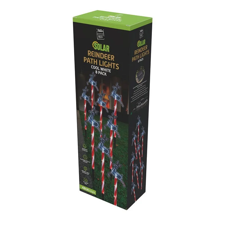Christmas Lights Solar Candy Reindeer Path Lights, 8pk
