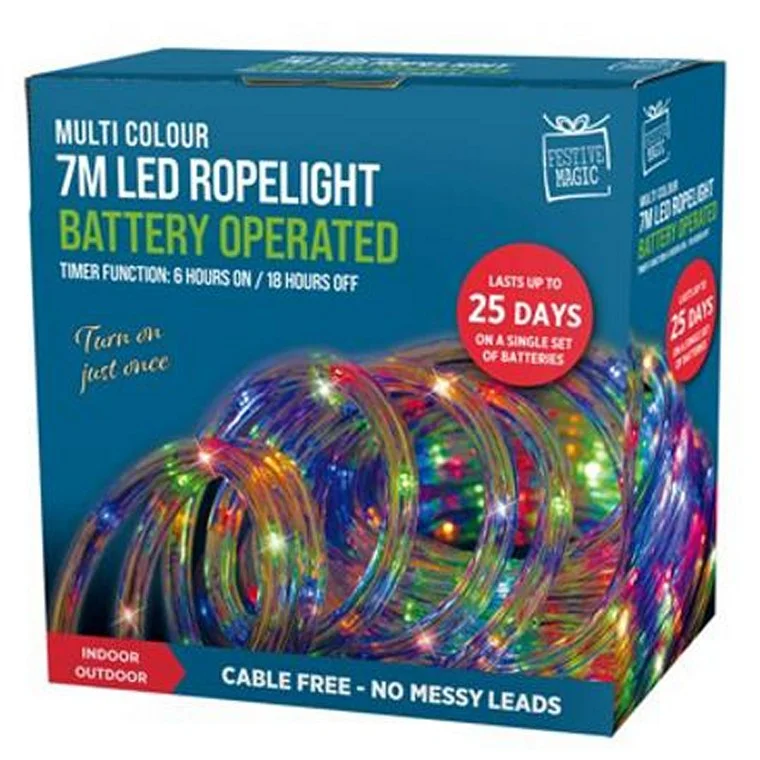 Christmas Party Timer Ropelight, Asstd, 7m