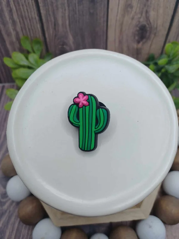 Christmas Fireplace Cactus w/ Pink Flower Shoe Charm Accessory