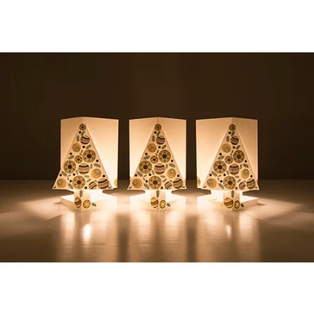 Christmas Star Decoration Card + Candle Holder - Christmas Tree Blue Pop-Up Lantern