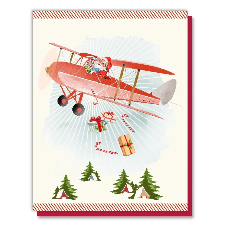 Christmas Snow Angels Christmas Cards | Santa In Biplane | Pack of 8
