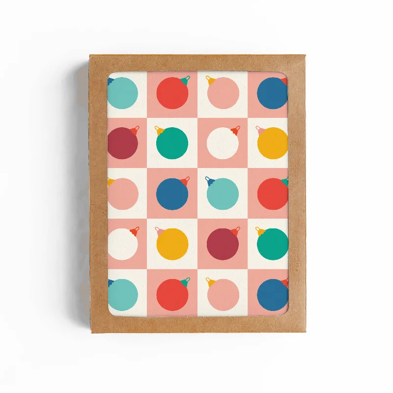 Christmas Countdown CHECKERED ORNAMENTS Greeting Card Boxed Set