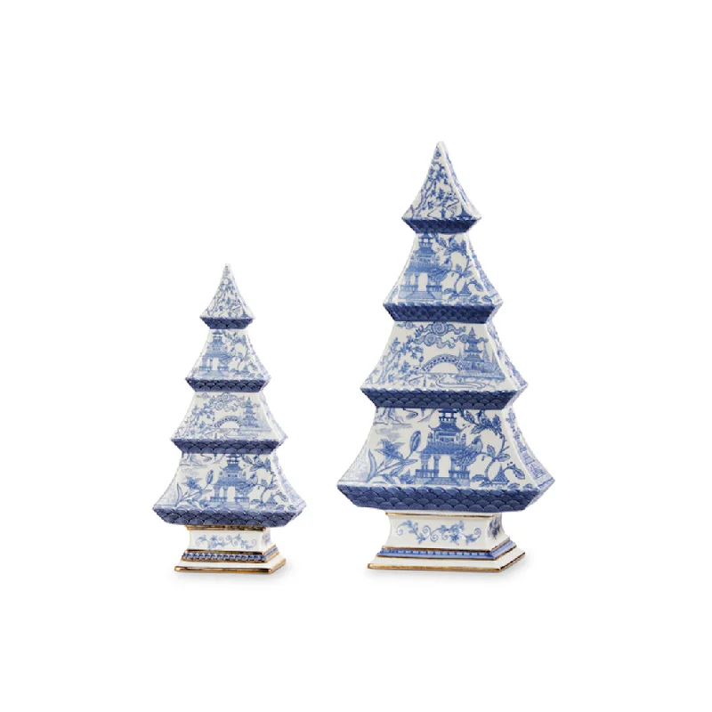 Christmas Night Chinoiserie Trees, Set of 2