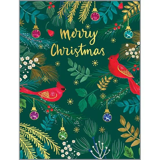 Christmas Star Decoration Christmas card - Cardinals & Ornaments