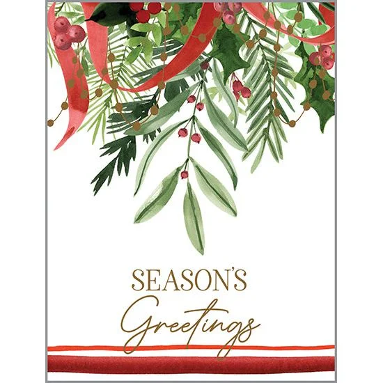 Christmas Snow Globe Christmas card - Evergreen Swag