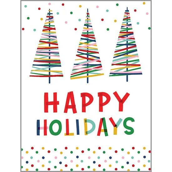 Christmas Pine Garland Christmas card - Stripe Holiday Trees