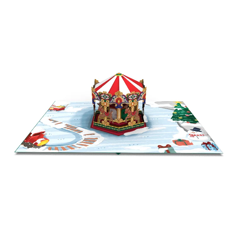 Holiday Cheer Christmas Carousel Pop-Up Card