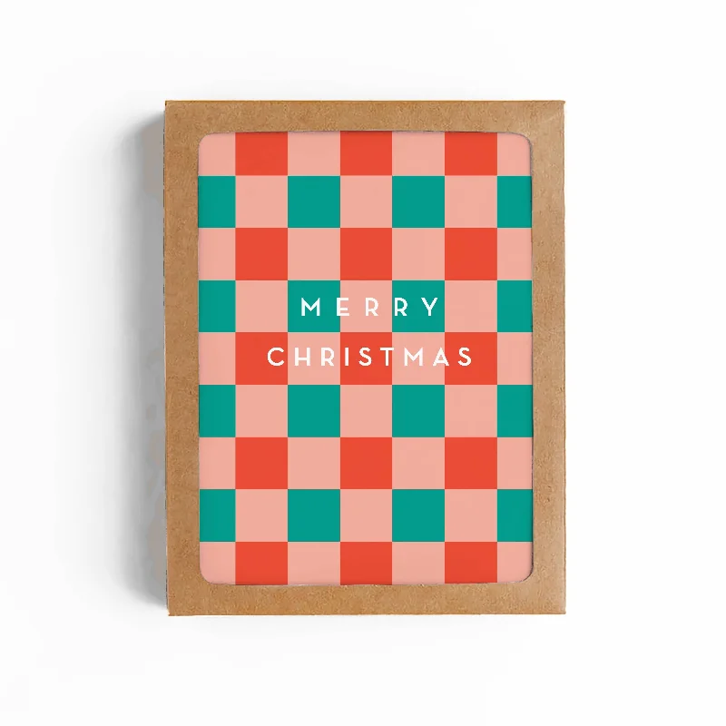 Christmas Traditions MERRY CHRISTMAS CHECKERBOARD Greeting Cards Boxed Set