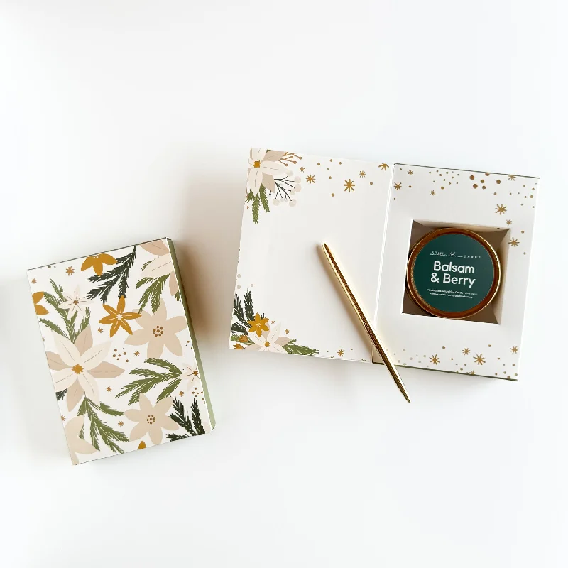 Christmas Santa Sleigh Christmas Greenery Card with Balsam & Berry Candle Inside