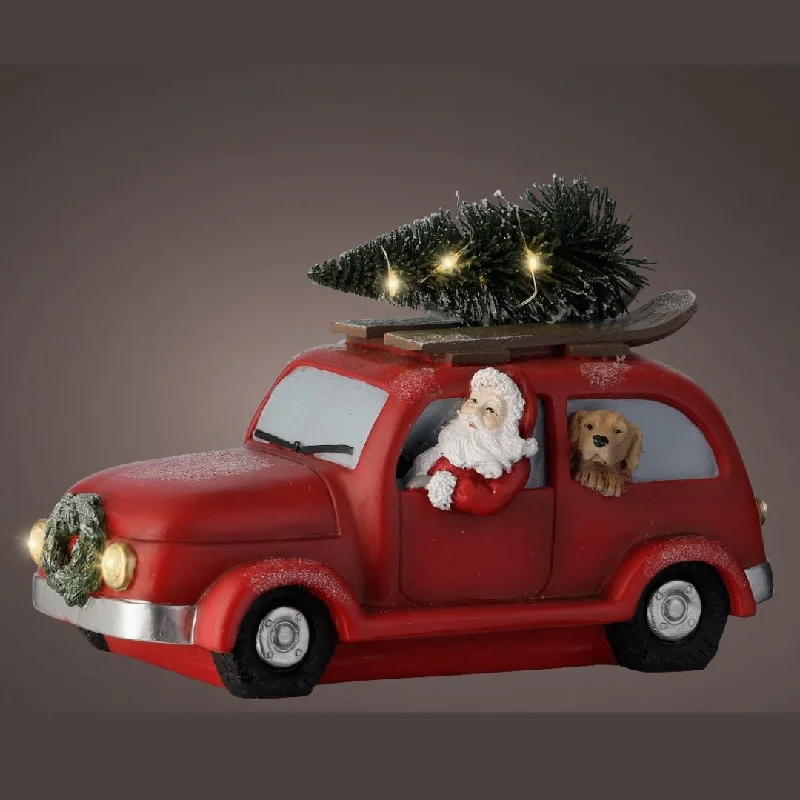 Christmas Fireplace Decor Christmas Red Car Santa LED Light